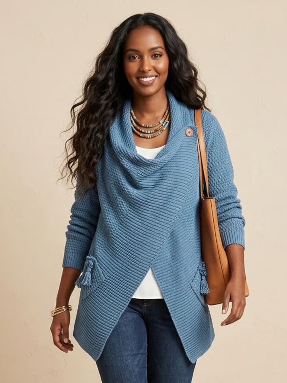 MATILDA JANE | Blue Cardigan Waffle Knit Sweater Sz S
